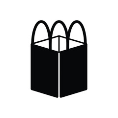 Three black shopping bags with arched handles