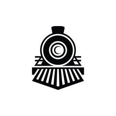 Classic steam locomotive front view silhouette icon