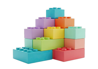 Obraz premium Stacked Colorful Toy Building Blocks with Transparent Background