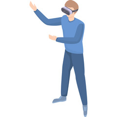 Man Wearing Virtual Reality Headset Engaged in Immersive Digital Experience