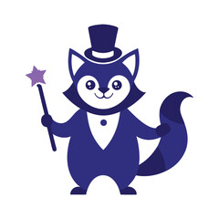 Ragdoll cat mascot logo magician hat and wand cartoon vector illustration