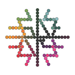 Vibrant rainbow gradient starburst pattern composed of intricate small beads in a symmetrical circular arrangement for decorative applications