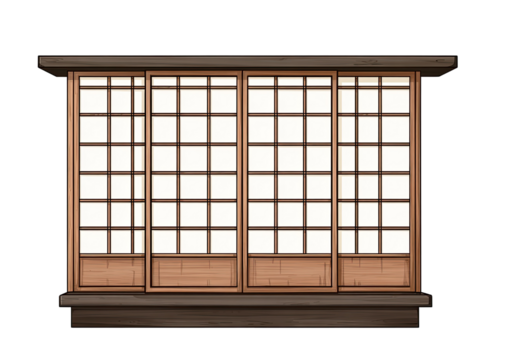 Illustration of traditional Japanese sliding doors