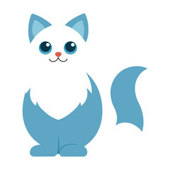 Cute ragdoll cat mascot logo sitting chibi fluffy kitten cartoon vector design