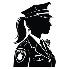 Silhouette of a female police officer in uniform