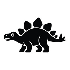 Black silhouette of a cute stegosaurus dinosaur