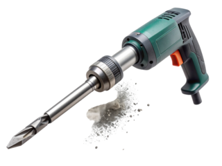 Electric drill isolated on transparent background, a tool for drilling holes