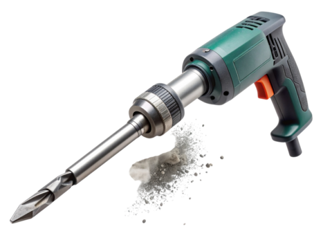 Electric drill isolated on transparent background, a tool for drilling holes