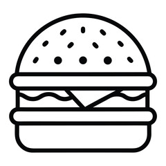 Burger Icon – Fast Food Outline Vector Symbol