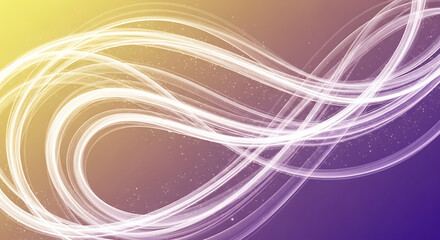 Abstract flowing light trails with yellow and purple gradient background