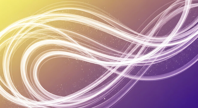 Abstract flowing light trails with yellow and purple gradient background - Powered by Adobe