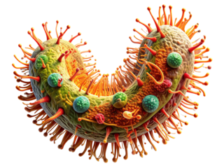 Detailed 3d rendering of a virus cell isolated on transparent background