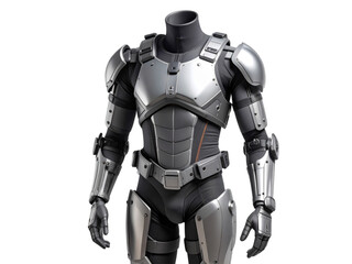 Futuristic body armor suit isolated on transparent background for protection