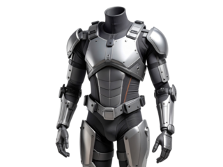 Futuristic body armor suit isolated on transparent background for protection