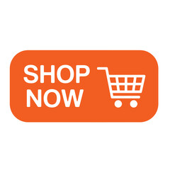 Vibrant orange shop now button with a shopping cart icon designed for e commerce calls to action and online retail promotions