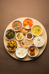 Overhead View of Classic North Indian Thali