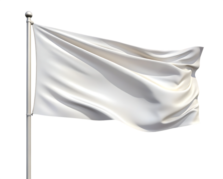 waving white flag representing surrender or peace isolated on white background ,PNG. AI Generated 