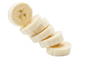 Fresh Banana Slices Stacked On Black Background