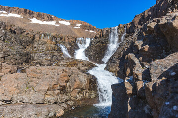 Taimyr. Waterfall on the Putorana Plateau. Russia