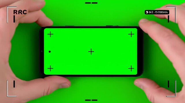 Hands Interacting with a Smartphone on Green Screen