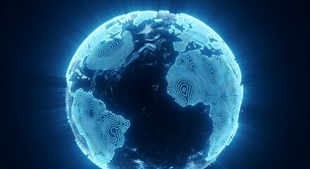 Digital earth hologram rotating slowly in space, futuristic technology, global network connection, data transfer, and communication concept