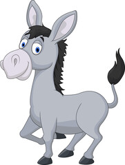 Cartoon Donkey Standing on White Background animal
