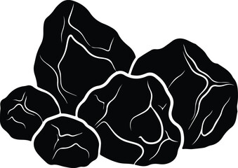 Vector Group of prunes dried plums fruits silhouette Illustrator