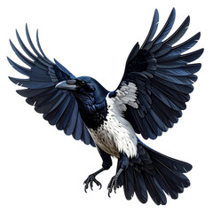 Obraz premium Black vector illustration of a wild eagle in flight with powerful wings and a majestic silhouette against the sky