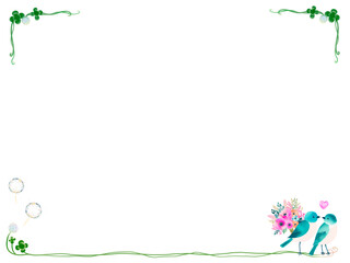 青い鳥の幸せフレーム2(水色)