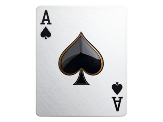 Ace of spades playing card isolated on transparent background for gambling game
