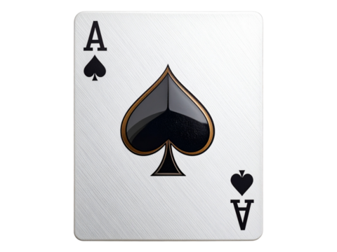Ace of spades playing card isolated on transparent background for gambling game
