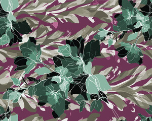 seamless pattern with abstract lily flowers
