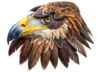 Magnificent eagle talon curve portrait detailed feather texture majestic bird of prey close-up profile isolated on transparent background
