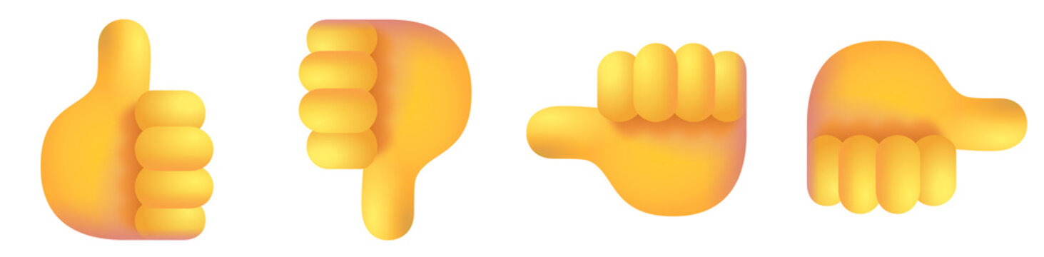 Thumbs Up, Thumbs Down, Fist, and Side Fist Emojis 