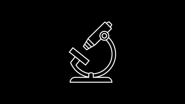 Outline microscope icon symbol animation. 4k stock video.