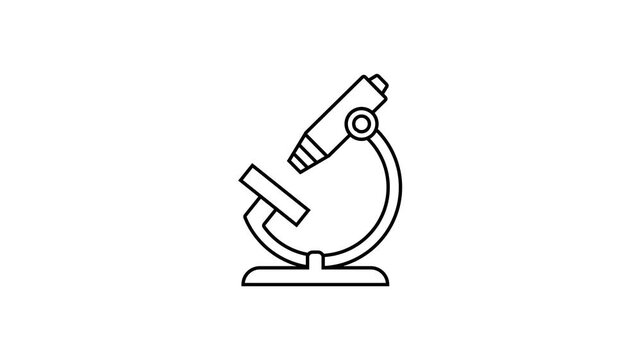 Outline microscope icon symbol animation. 4k stock video.