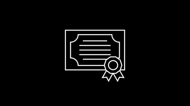 Liner certificate symbol icon animation. 4k footage.