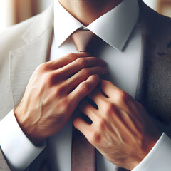 넥타이를 고쳐매는 남자