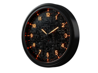 Modern binary clock with led matrix display and digital time futuristic technology concept isolated on transparent background