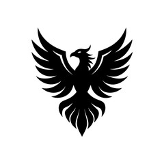 Obraz premium Silhouette of a phoenix with wings on transparent background