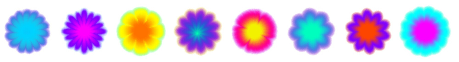 Modern gradient y2k flower with luminous blur aura. Y2K vibe and abstract blur texture make a trendy gradient flower design.