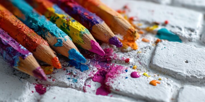 Colorful Back to School Theme with Splashes of Paint on a White Brick Wall for Educational and Seasonal Promotions and Marketing Ideas