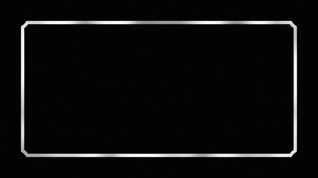 Luxury silver rectangle frame with glitter, glittering decoration, event, luxury design on black background animation