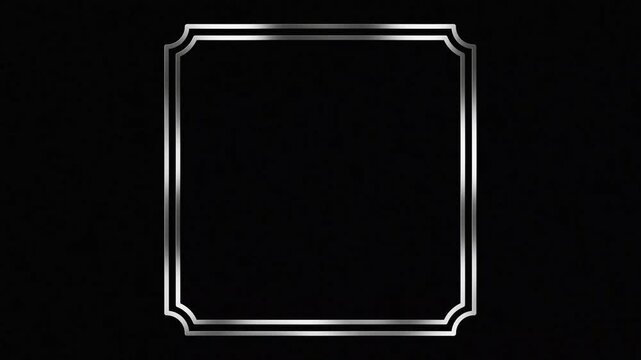 Luxury silver square frame with glitter, glittering decoration, event, luxury design on black background animation