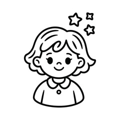 Cute cartoon girl with stars above her head