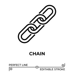 Vector line icon related to chain. Perfect Line. Editable Stroke.