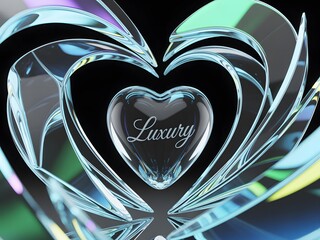 Sparkling Crystal Heart Embraced by Abstract Glass Sculpture Symbolizing Love and Opulence