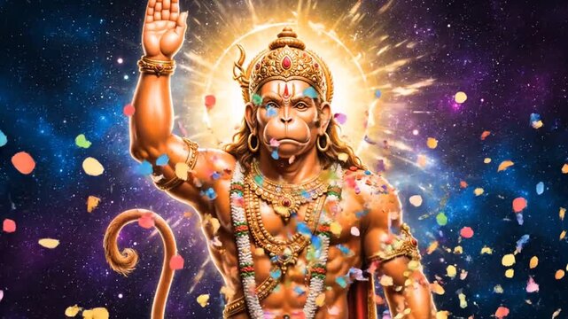 lord hanuman divine blessing cosmic space background