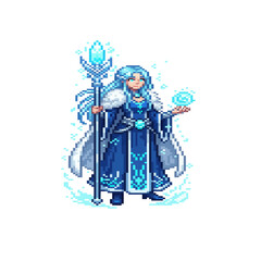 pixel art ice mage hero magical frost sorcerer