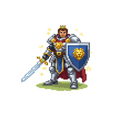 pixel art royal swordsman hero elegant blade fighter